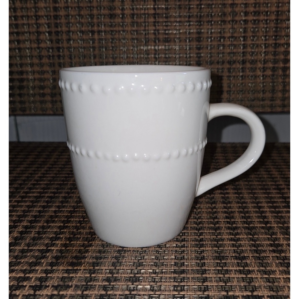 Royal Norfolk White Beaded Hobnail Stoneware Coffee Mug Tea Cup
